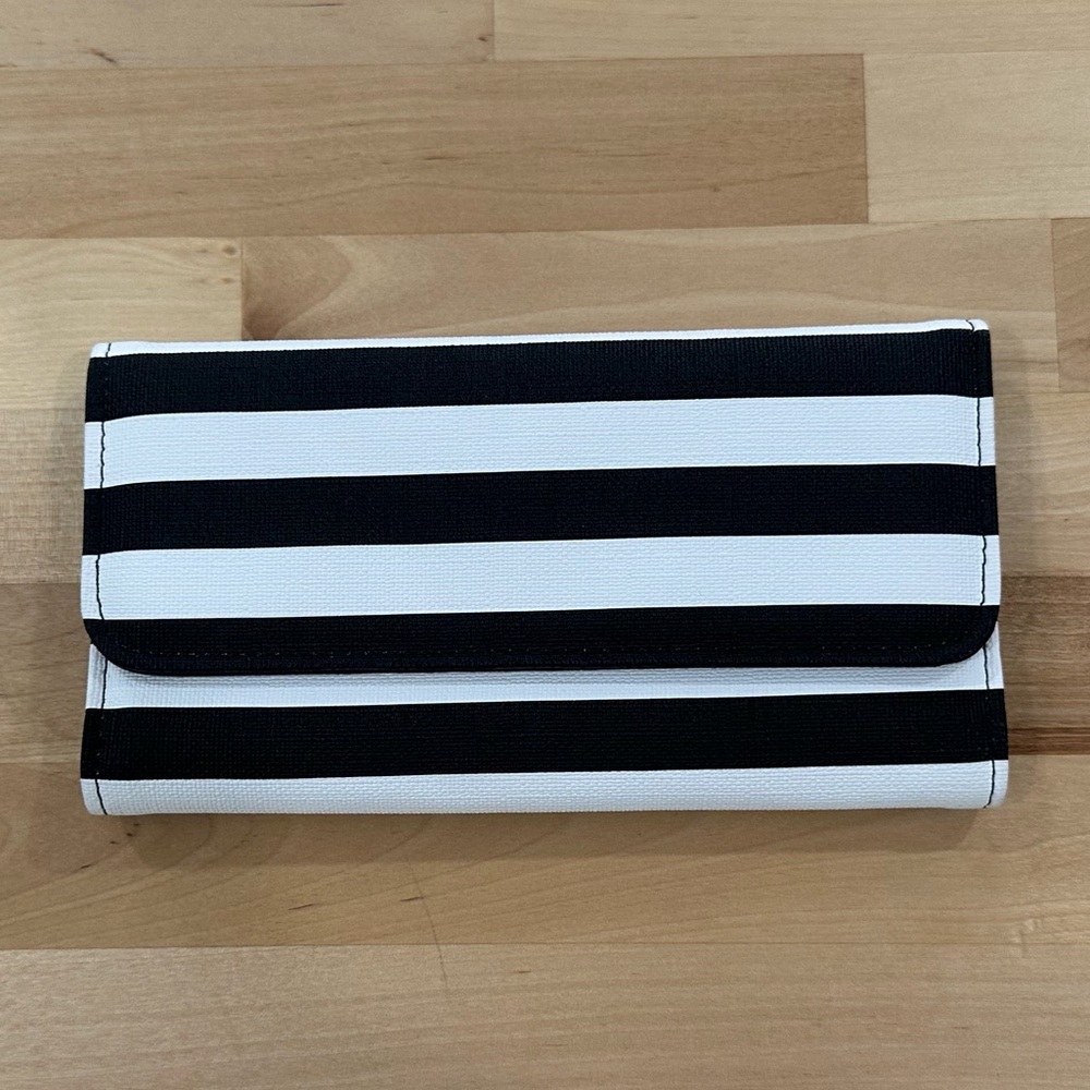 Like New KUT FROM THE KLOTH Black & White Striped Tri-fold Long Wallet - Picture 2 of 15
